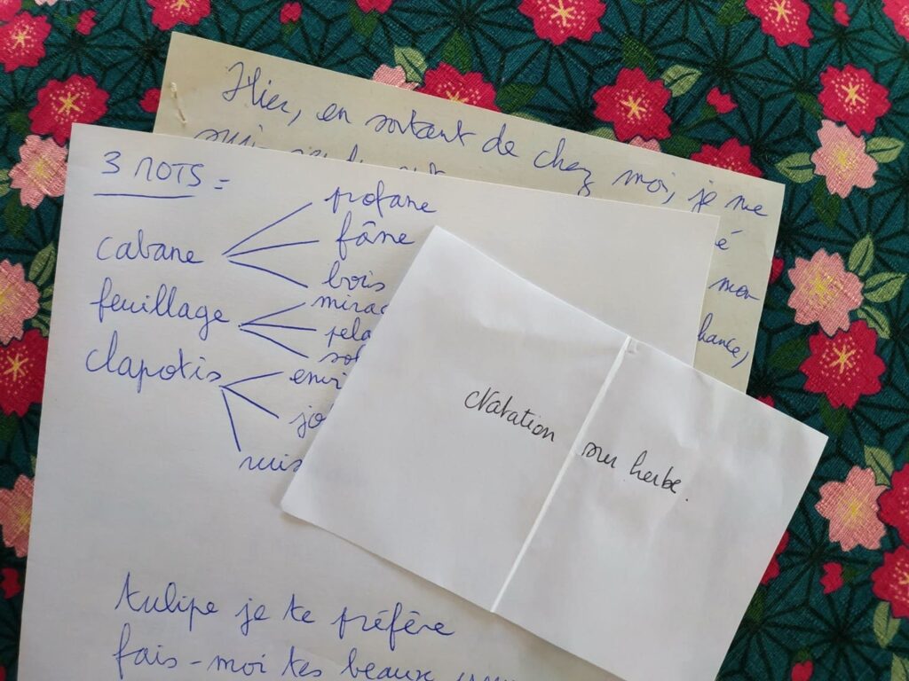 Extrait d'un atelier d'écriture à Grenoble, au café de l'Atelier Forma